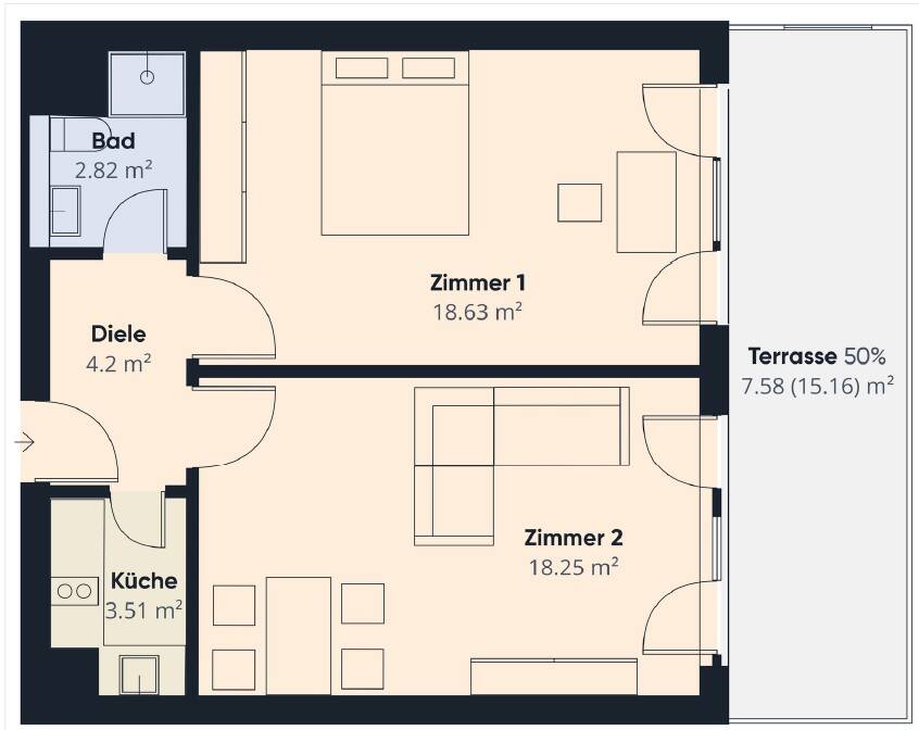 Helle & ansprechend gestaltete 2-ZKB mit Terrasse, neuer Küche & TG-Stellplatz – ideal für Pendler