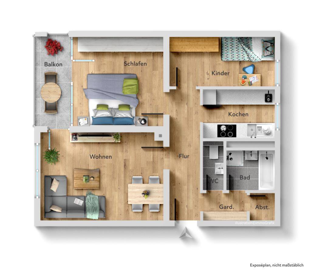 Interessante 3 Zimmer-Wohnung mit Balkon in beherrschender Aussichtslage! – Ostfildern – Vorschaubild 3