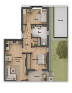 Neubau in Regensburg-Neuprüll | Großzügige 3-Zimmer-Dachgeschosswohnung mit Balkon W.06 – 93051 Regensburg – Vorschaubild 3