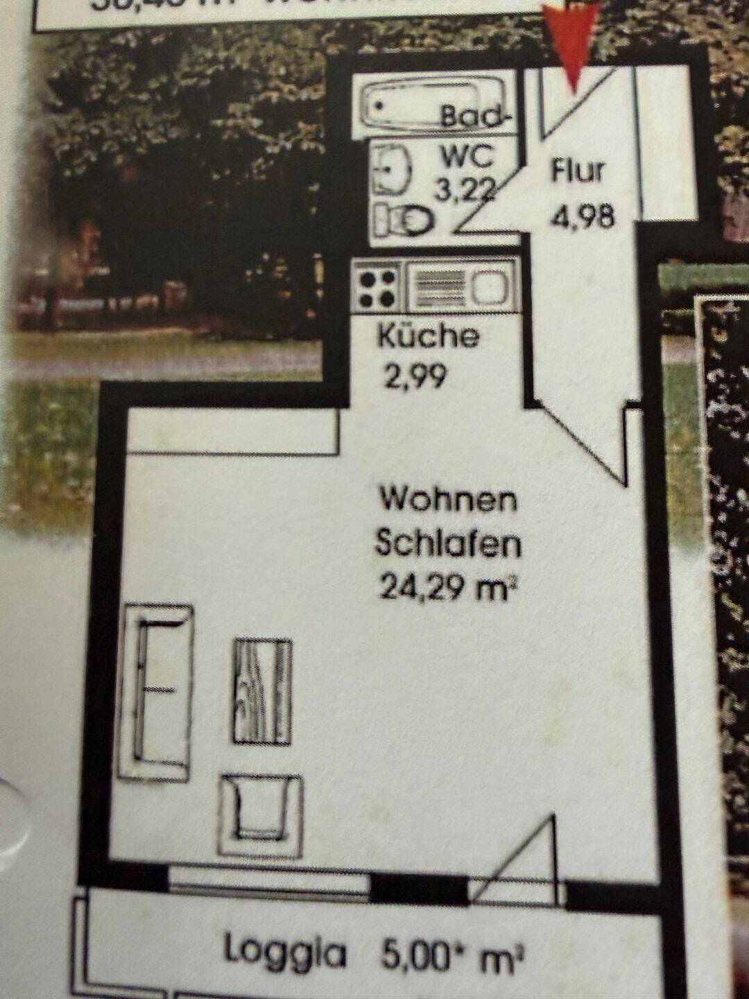 Ein 1 Zimmer Apartment mit einem 36 Quadratmeter Wohnraum – Ingolstadt – Vorschaubild 2