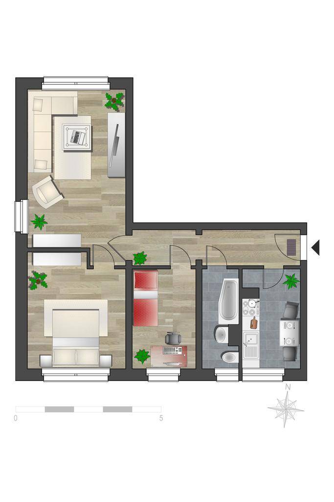 Lichterfüllte 3-Raum-Wohnung mit Tageslichtbad – Chemnitz – Vorschaubild 5