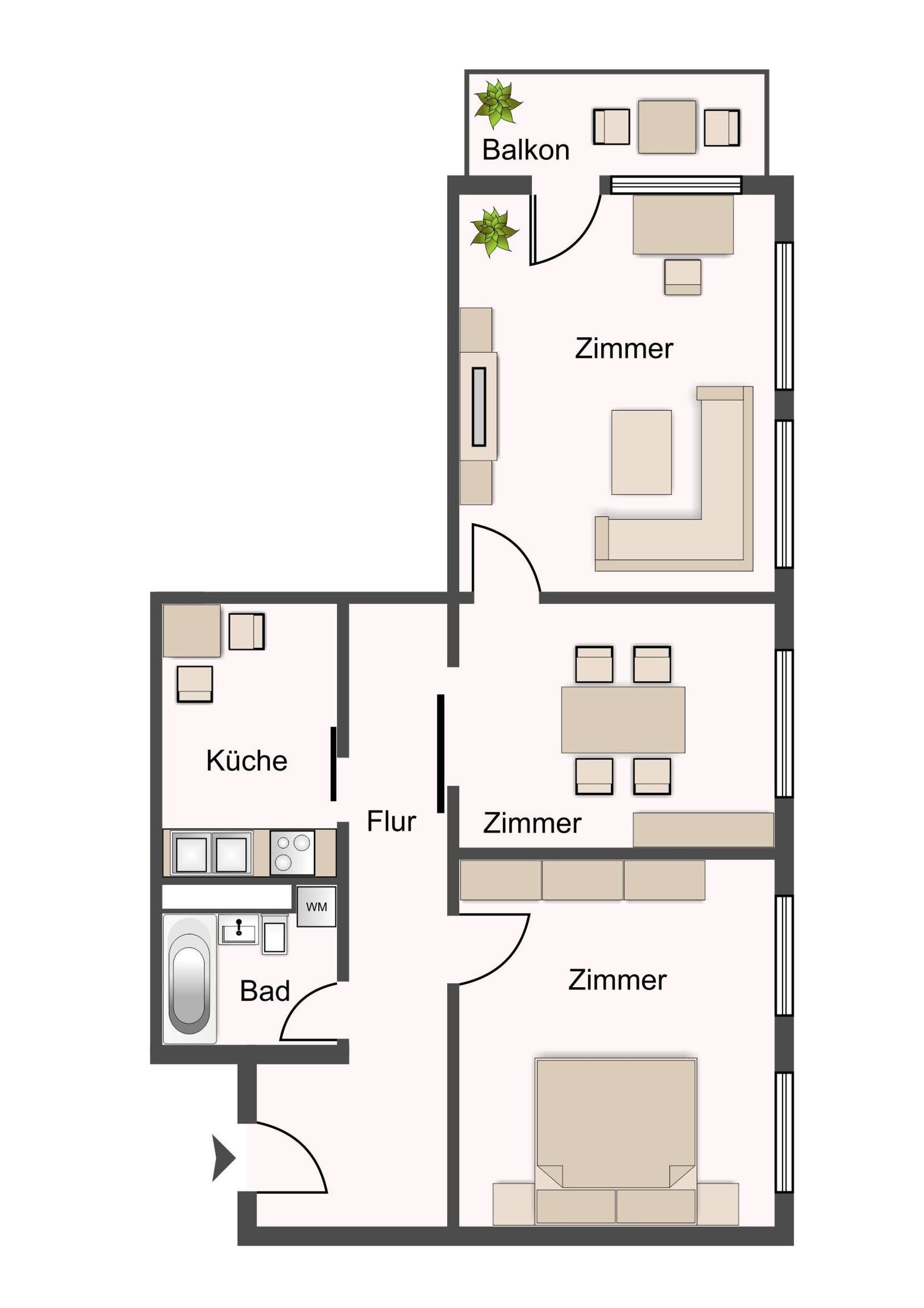Etagenwohnung in 18147 Rostock mit 62,9 m² kaufen