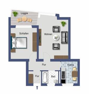 BN-Duisdorf. - 2 ZKB mit Balkon u. Panoramaausblick - – 53123 Bonn – Vorschaubild 3