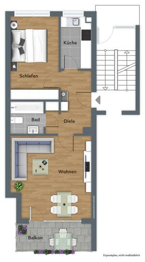 Hermann Immobilien: Modern renovierte 2-Zimmer-Wohnung mit Balkon & Duplex-Stellplatz in Frankfurt-Fechenheim – 60386 Frankfurt am Main – Vorschaubild 3