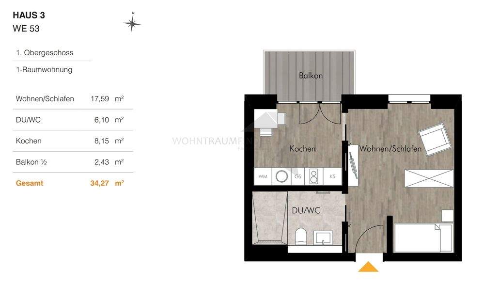 + Angebot!! Erstbezug + Singlewohnung mit Einbauküche & Balkon - barrierefrei, effizient, modern – Chemnitz – Vorschaubild 2