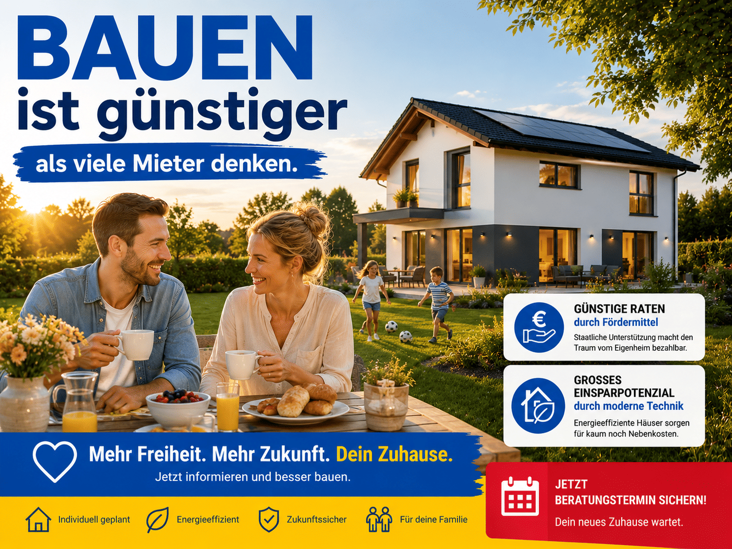 Einfamilienhaus zu mietähnlichen Konditionen - Bauen statt Mieten