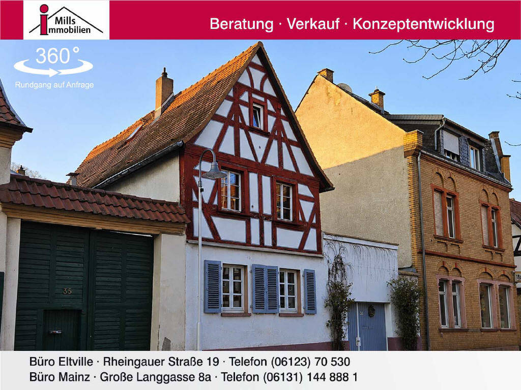 Historisches Fachwerkhaus im Zentrum von Flörsheim: Hübsches Einfamilienhaus + weitere Wohnung im Nebengebäude – Flörsheim – Bild 1 von 9