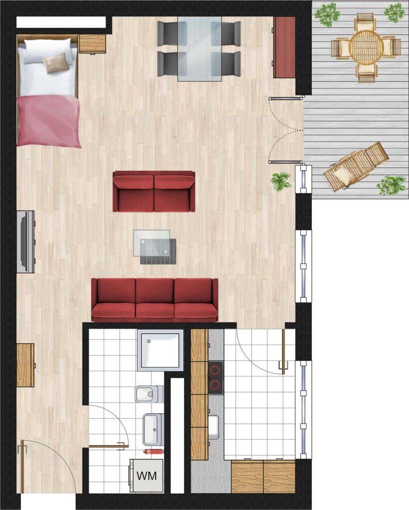 *Provisionsfrei* großzügiges, vermietetes 1-Zimmer-Appartement mit Terrasse und TG-Stellplatz – Stuttgart – Vorschaubild 2