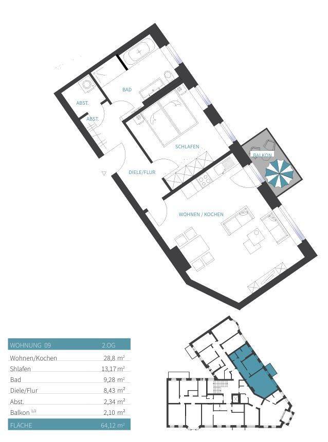 Erstbezug nach Sanierung - Moderne 2-Zimmer-Wohnung mit Balkon – Chemnitz – Vorschaubild 2