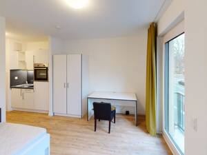 ** Modernes und vollmöbliertes 1-Zimmer-Apartment mit EINBAUKÜCHE, eigenem BALKON und gemeinschaftlicher DACHTERRASSE ** – 4317 Leipzig – Vorschaubild 2