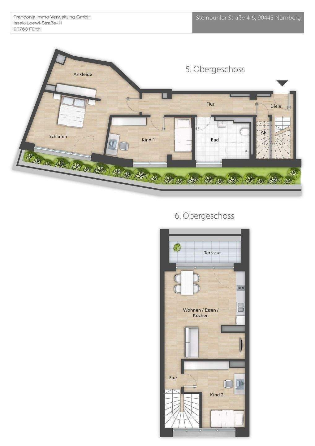 Große Maisonette-Wohnung mit DACHTERRASSE und BALKON - 4 Zimmer – Nürnberg – Vorschaubild 2