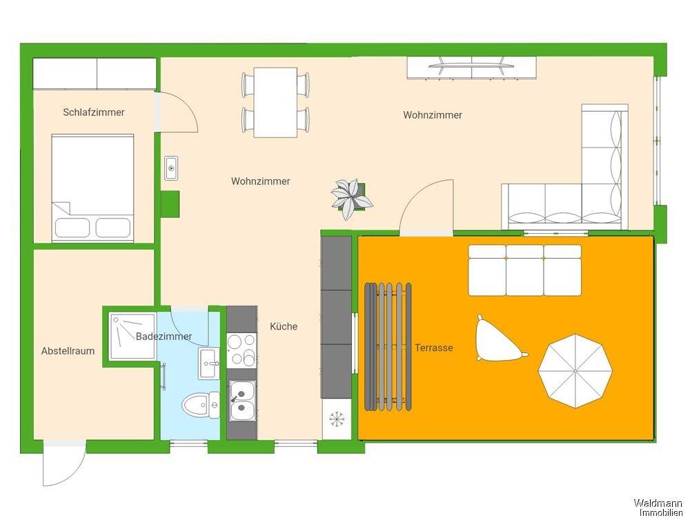 Freizeit Bungalow in Seenähe, Carport, Kamin , Küche, Bad, Wintergarten, 2 Zimmer, große Terrasse, Pool. – Nuthe-Urstromtal – Vorschaubild 3