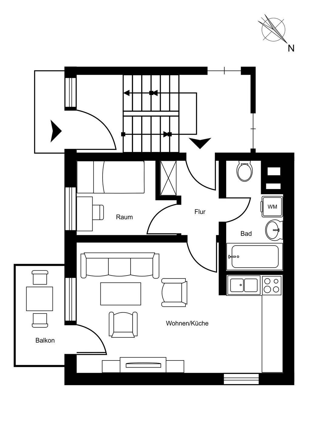 Leerstehende, generalsanierte 2-Zimmer-Wohnung mit Balkon und Stellplatz – provisionsfrei