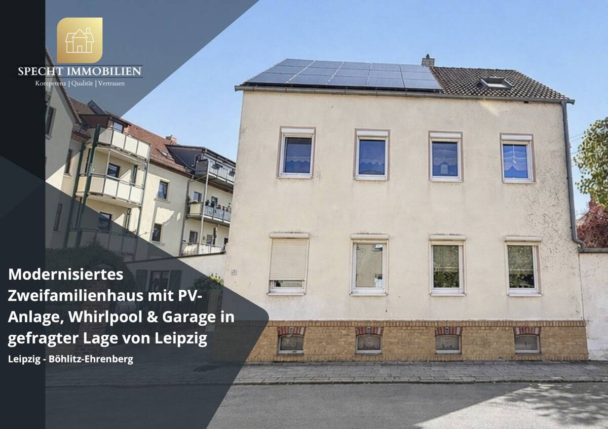 *Modernisiertes Zweifamilienhaus mit PV-Anlage, Whirlpool & Garage in gefragter Lage von Leipzig* – 4178 Leipzig – Bild 1 von 9
