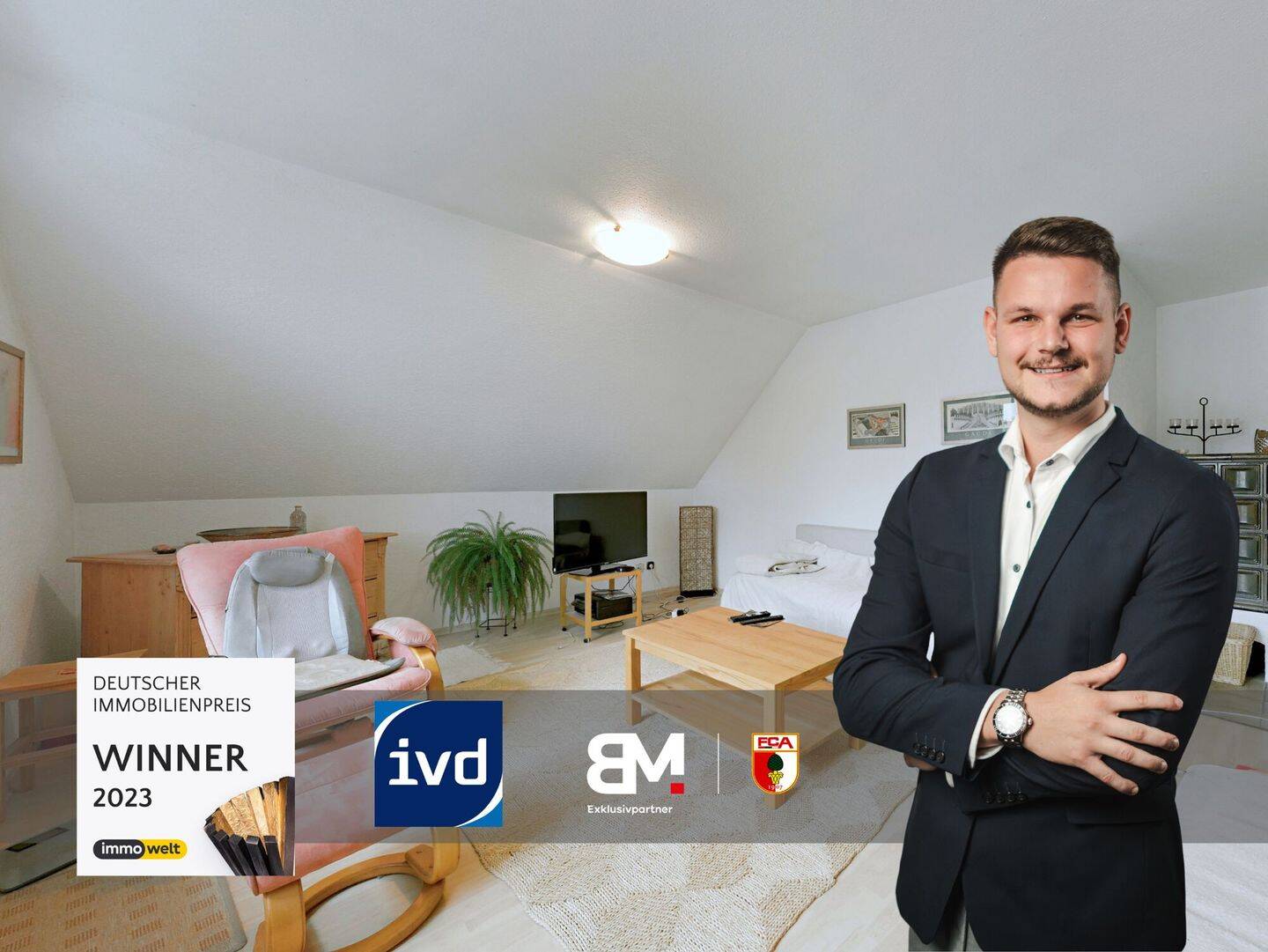 Charmante Dachgeschosswohnung mit Loggia, TG-Stellplatz & vielseitigem Dachstudio - Augsburg-Lechhausen – Augsburg – Bild 1 von 9