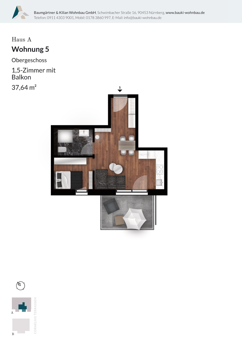*NEUBAU* 1,5-Zimmer-Wohnung mit Balkon – Nürnberg – Vorschaubild 5