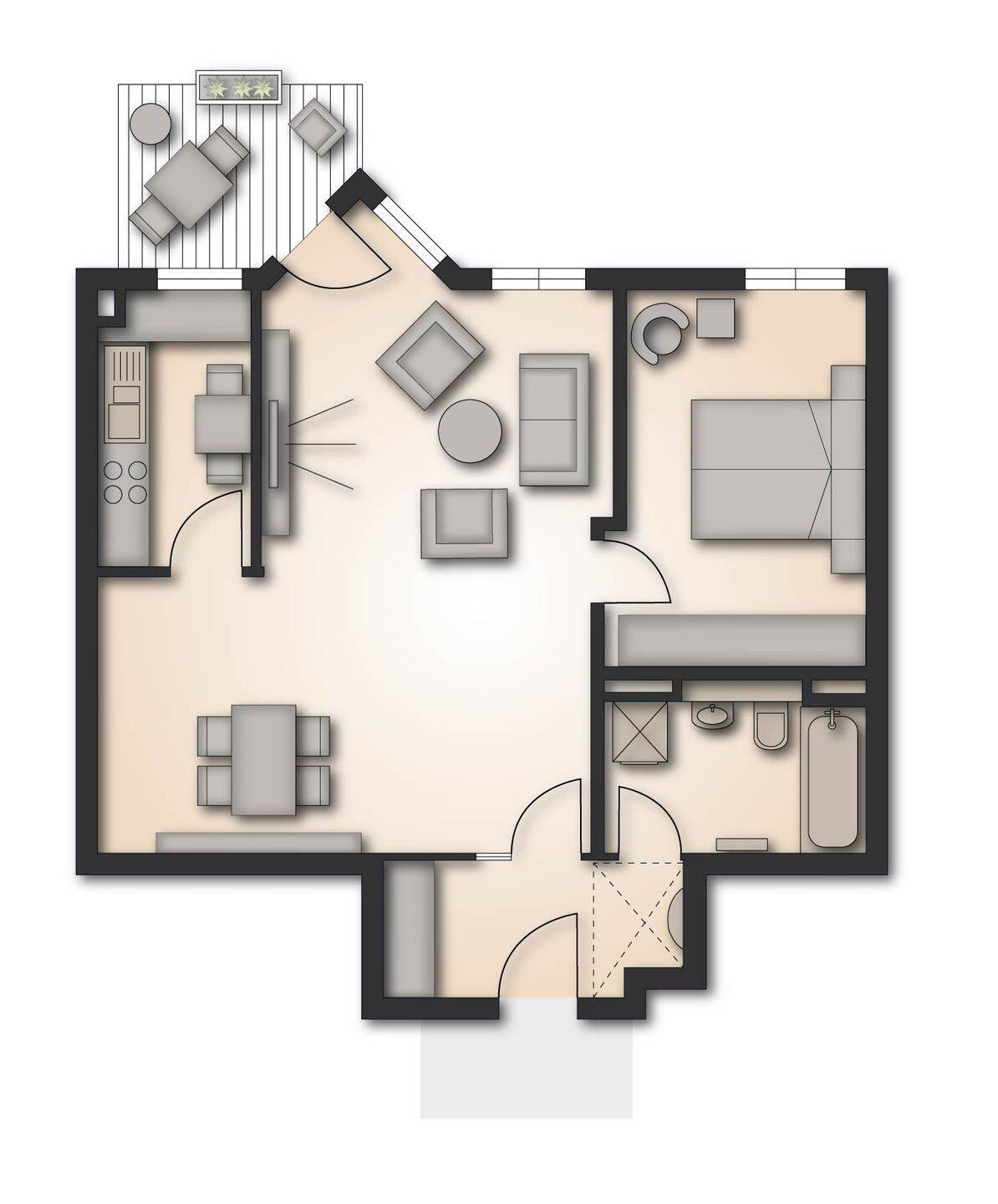 Praktisch geschnittene & lichtdurchflutete 2-Raum-Wohnung mit Balkon, Außenjalousien, Personenaufzug – Leipzig – Vorschaubild 2