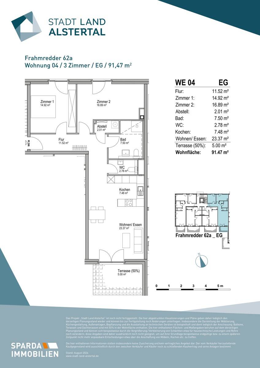3-Zimmer-Neubauwohnung mit Terrasse – Hamburg – Vorschaubild 2