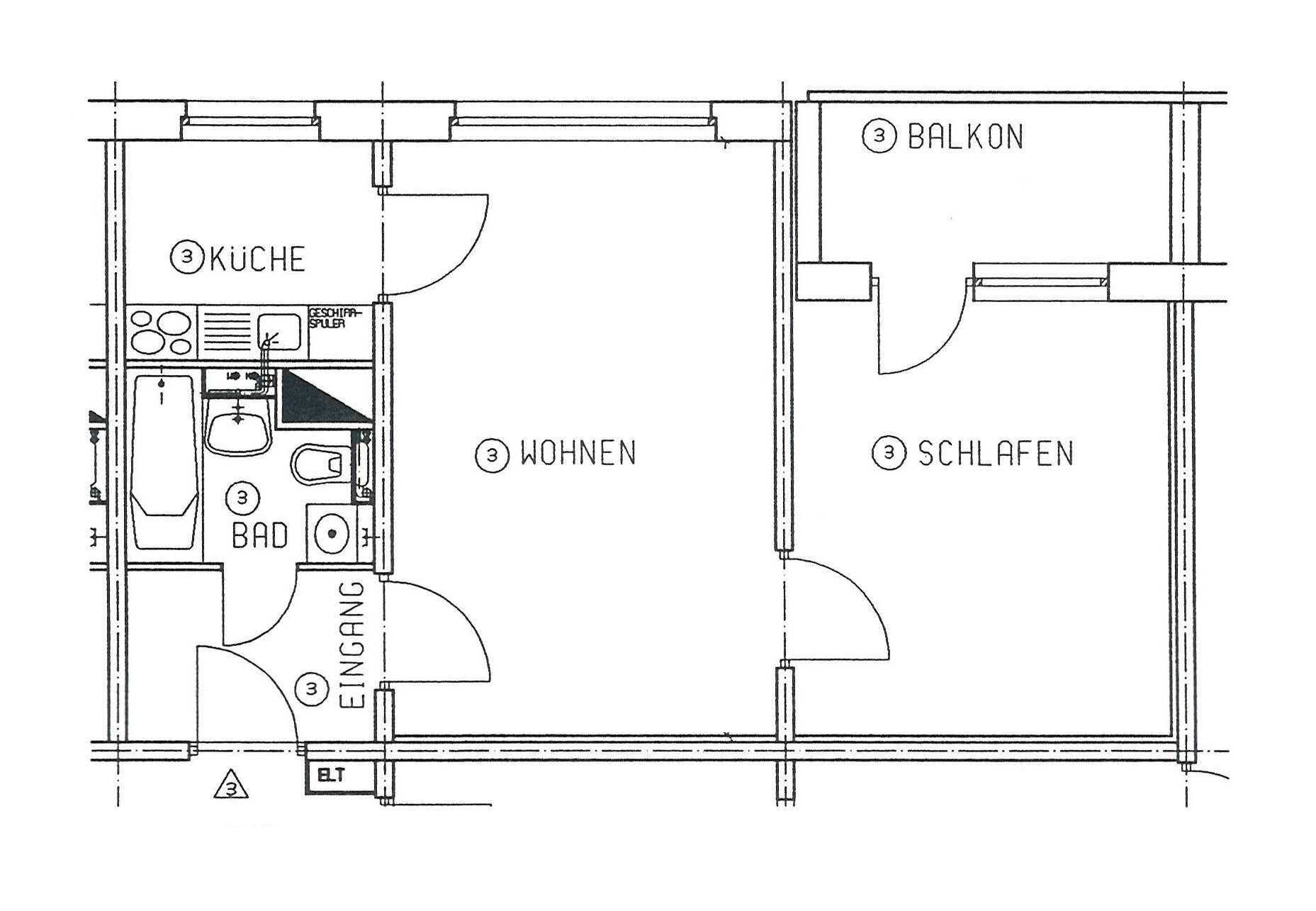 Helle 2-Raum-Wohnung mit Balkon – Chemnitz – Vorschaubild 2