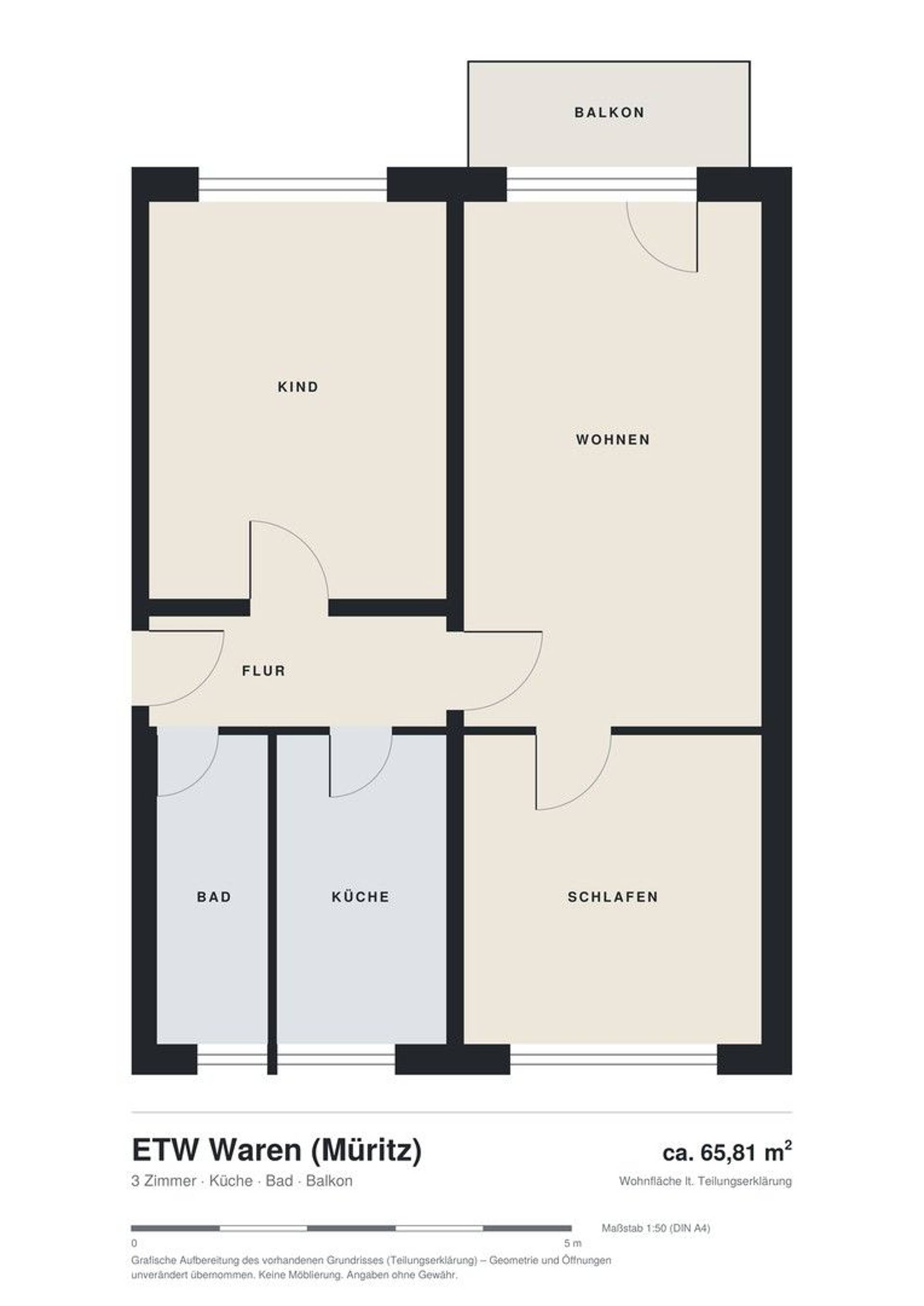 Etagenwohnung in 17192 Waren (Müritz) mit 65,81 m² kaufen