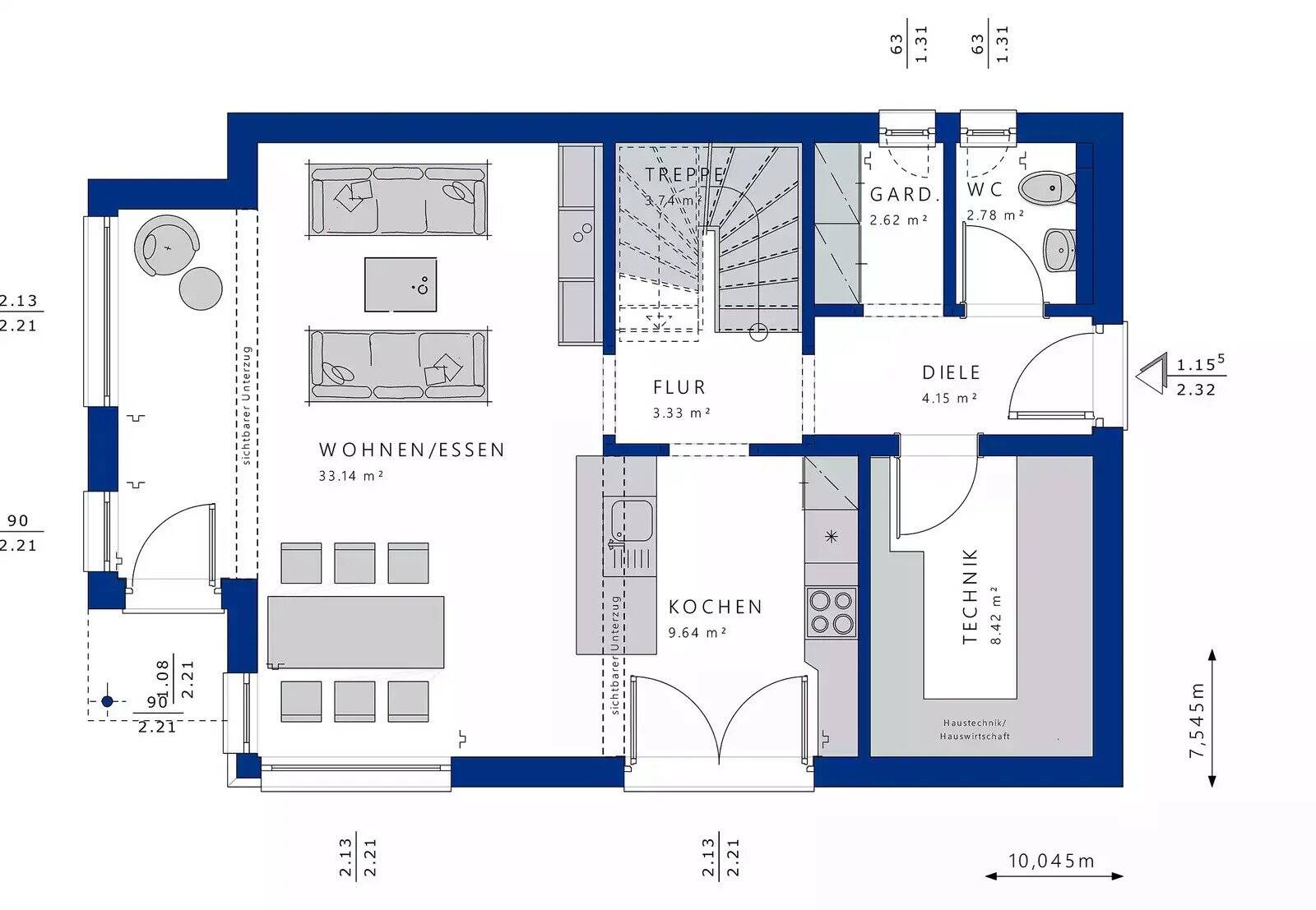 Platz für alle! Exklusiver lichtdurchfluteter Neubau aus dem Hause BIEN ZENKER inkl. Baugrundstück – Meisenheim – Vorschaubild 9