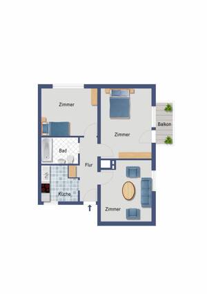 *PROVISIONSFREI *  Zum Selbstbezug ab 01.06.2026 ! Ruhig gelegene 3,5  Zimmer- Wohnung mit Balkon ! – Am Wald 67 b, 40597 Stadtbezirk 9 – Vorschaubild 3