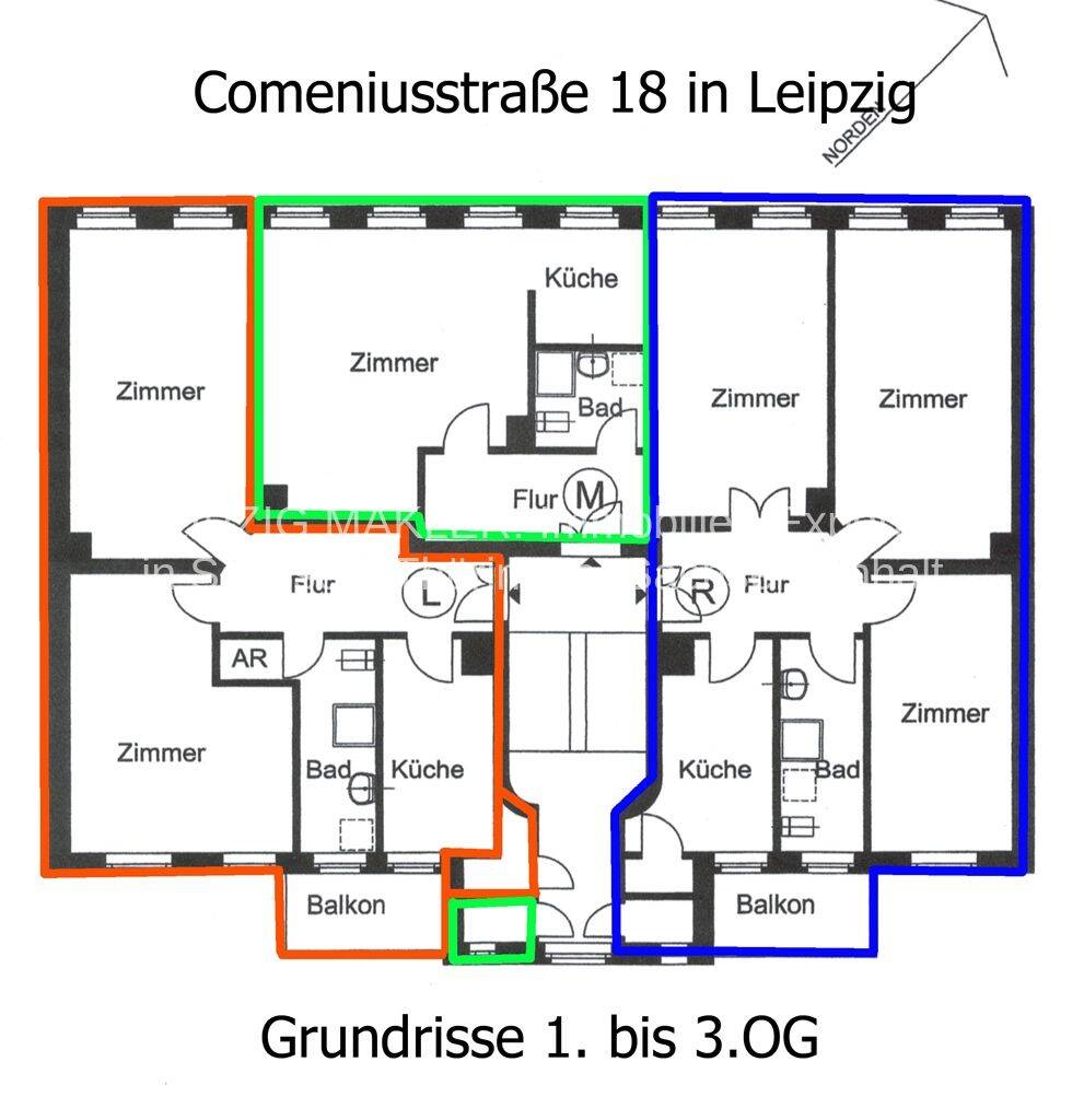 PERFEKT für 2er WG - 2-RAUM-WOHNUNG mit Balkon, großem Bad, seperater Küche mit EBK im Zentrum-Ost – Leipzig – Vorschaubild 2