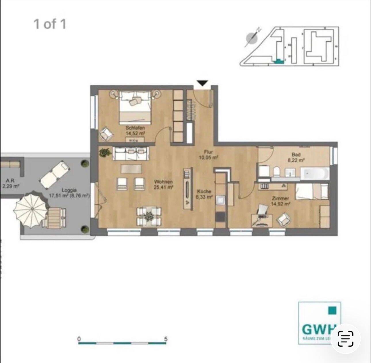 Helle 3-Zimmer Wohnung mit großer Loggia in Mannheim Franklin – Mannheim – Vorschaubild 2