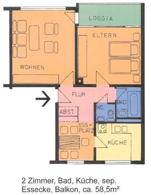 Hübsche 2-Zimmer-Wohnung mit Loggia – 34132 Kassel – Vorschaubild 2