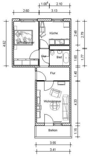 Grünau-Ost: 2 Raumwohnung mit Balkon sucht dich! – 4209 Leipzig – Vorschaubild 2
