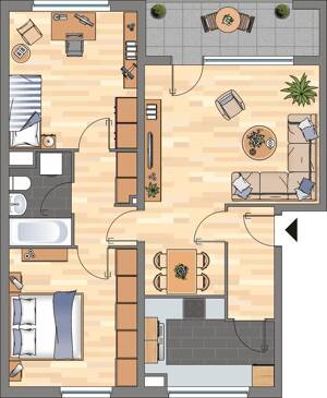 Charmante 3-Zimmer-Etagenwohnung in Wolfsburg 70,45 m² mit neuem Badezimmer – 38448 Wolfsburg – Vorschaubild 2