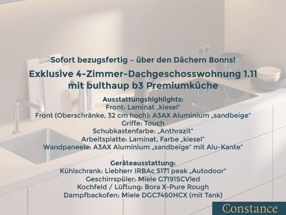 Constance: Lichtdurchflutete Dachgeschosswohnung mit bulthaup b3 Premiumküche – 53115 Bonn – Bild 1 von 9