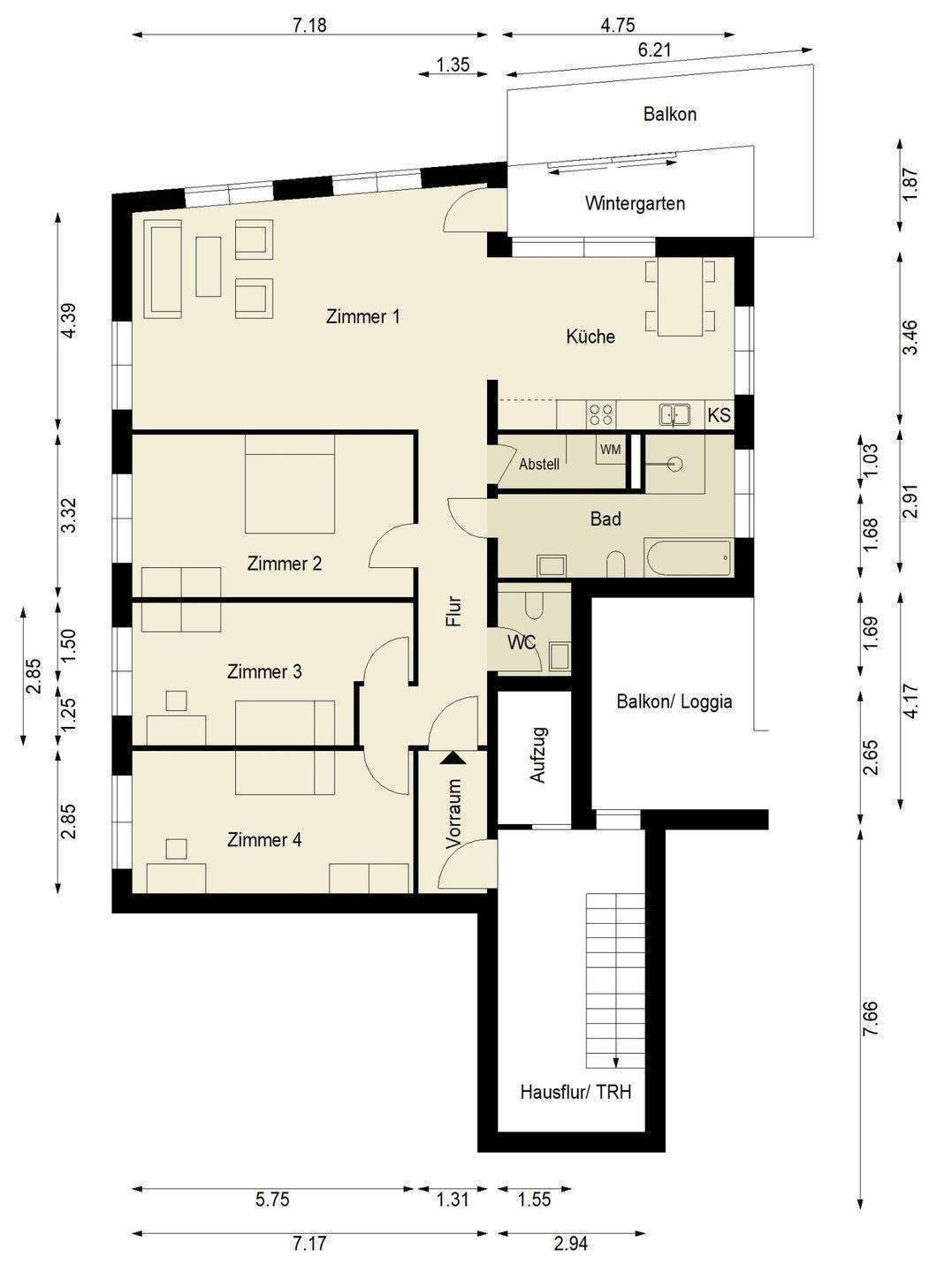 Sehr zentrale ruhige Lage / Sofortbezug / Lift / hohe Räume / Bad / Gäste WC / Wintergarten – Berlin – Vorschaubild 2