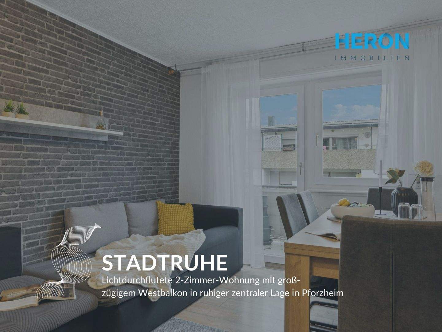 STADTRUHE - Lichtdurchflutete 2-Zimmer-Wohnung mit großzügigem Westbalkon in ruhiger zentraler Lage – Pforzheim – Bild 1 von 9