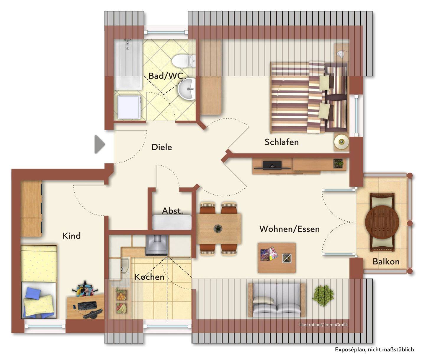 Gemütliche und solide vermietete 3-Zimmer-DG-Wohnung in zentrumsnähe von Waldkirchen