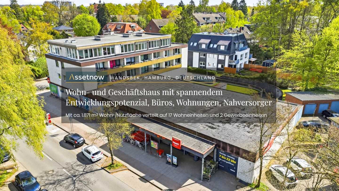 Value-Add Wohn-/Geschäftshaus in Hamburg: 17 WE, Büro, Nahversorger, 30 TG-Plätze