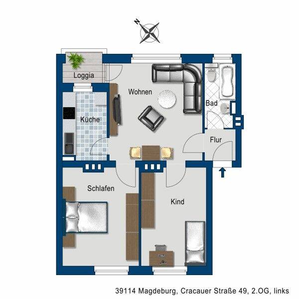 Rundum wohlfühlen: gemütliche 3-Zimmer-Wohnung sofort verfügbar – Magdeburg – Vorschaubild 2