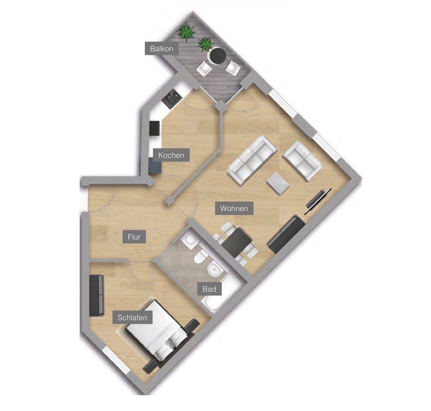 Gemütliche 2-Zimmer-Wohnung mit Balkon