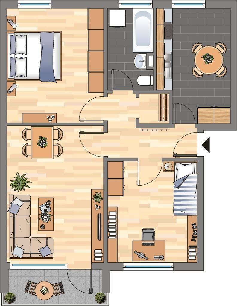 Attraktive 3-Zimmer-Etagenwohnung in Braunschweig abwechslungsreiches Wohnen mit nachhaltigem Mobi – Braunschweig – Vorschaubild 2