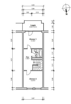 RESERVIERT // Schöne 3 Zimmer Wohnung über zwei Wohnetagen mit zwei Südbalkonen auf ca. 82 m² Wohnfläche im Rissener ... – 22559 Hamburg – Vorschaubild 3