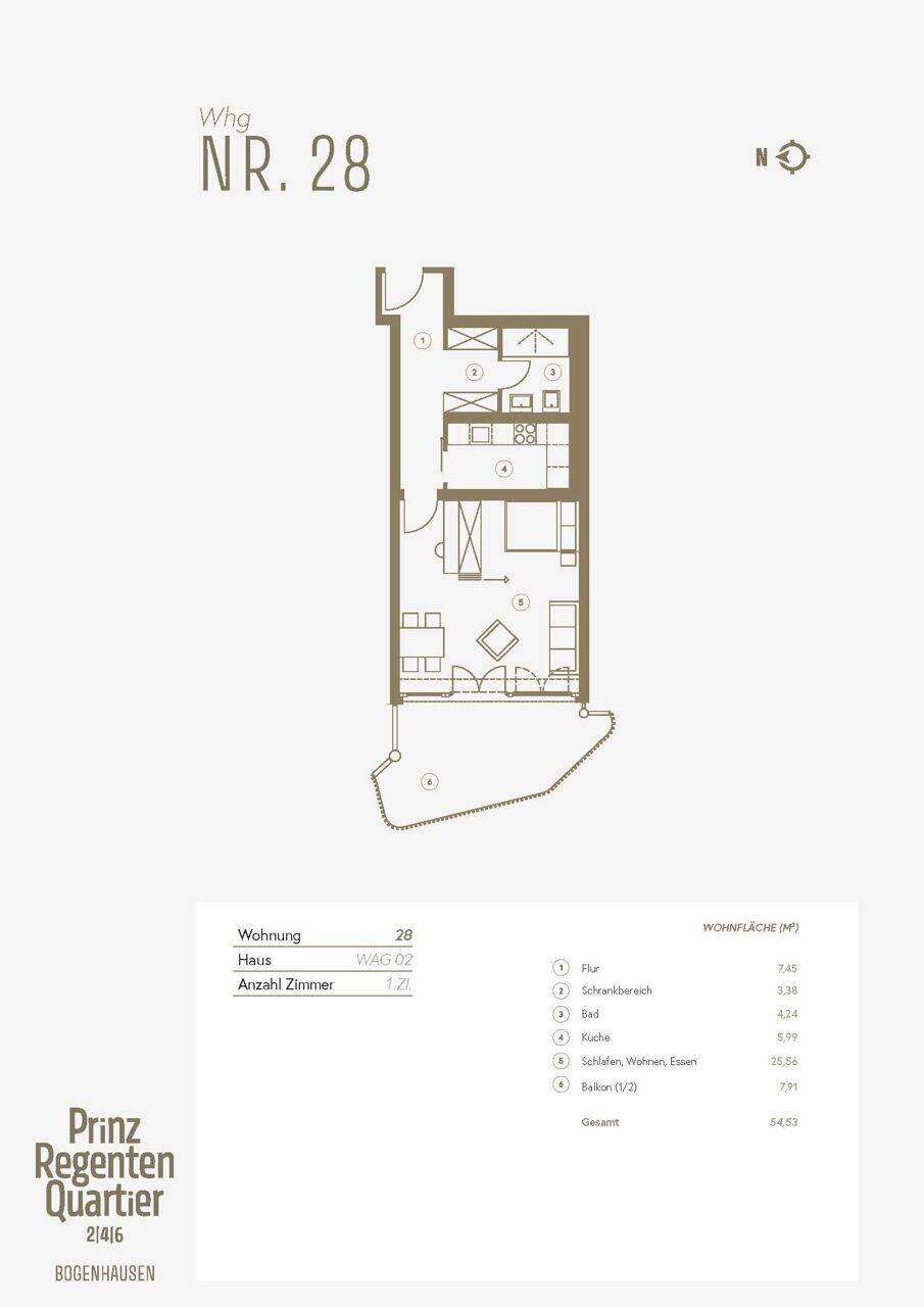 WE Nr. 28: Lebensräume mit Klarheit * 1-Zimmer-Wohnung im Prinzregenten Quartier 2|4|6 – München – Vorschaubild 9