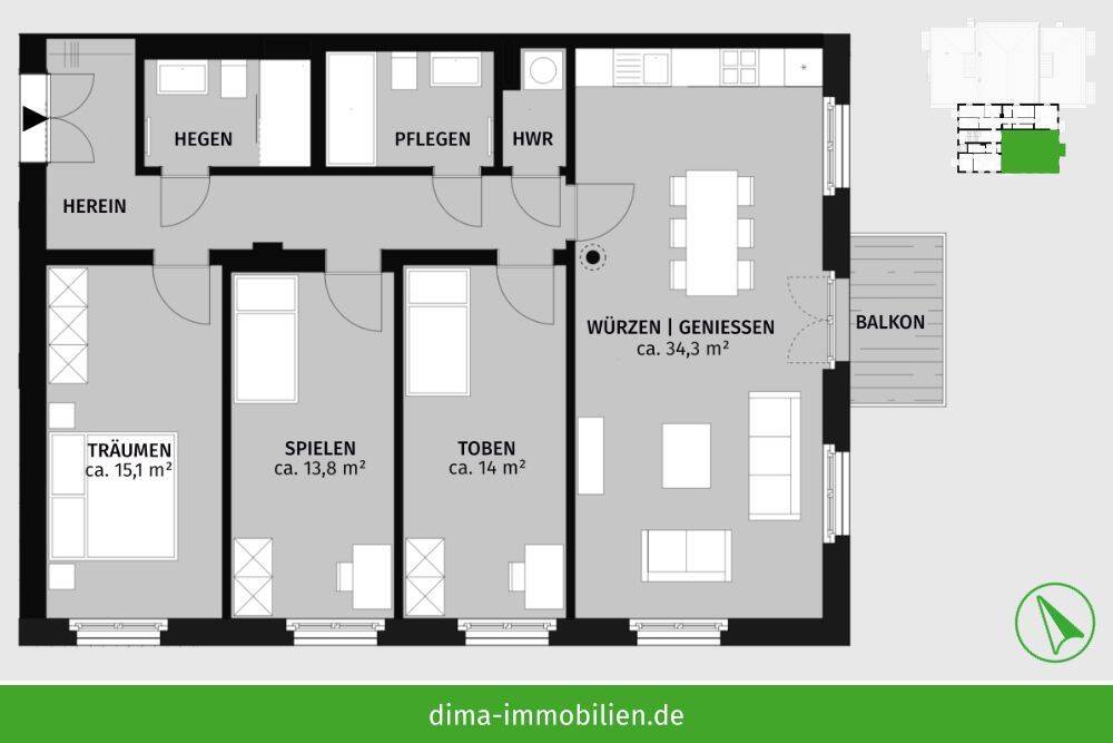 ERSTBEZUG Parkstadt Leipzig | Balkon, 2 Bäder, HWR, Parkett, Fußbodenheizung, Stellpl., Lift u.v.m. – Leipzig – Vorschaubild 2