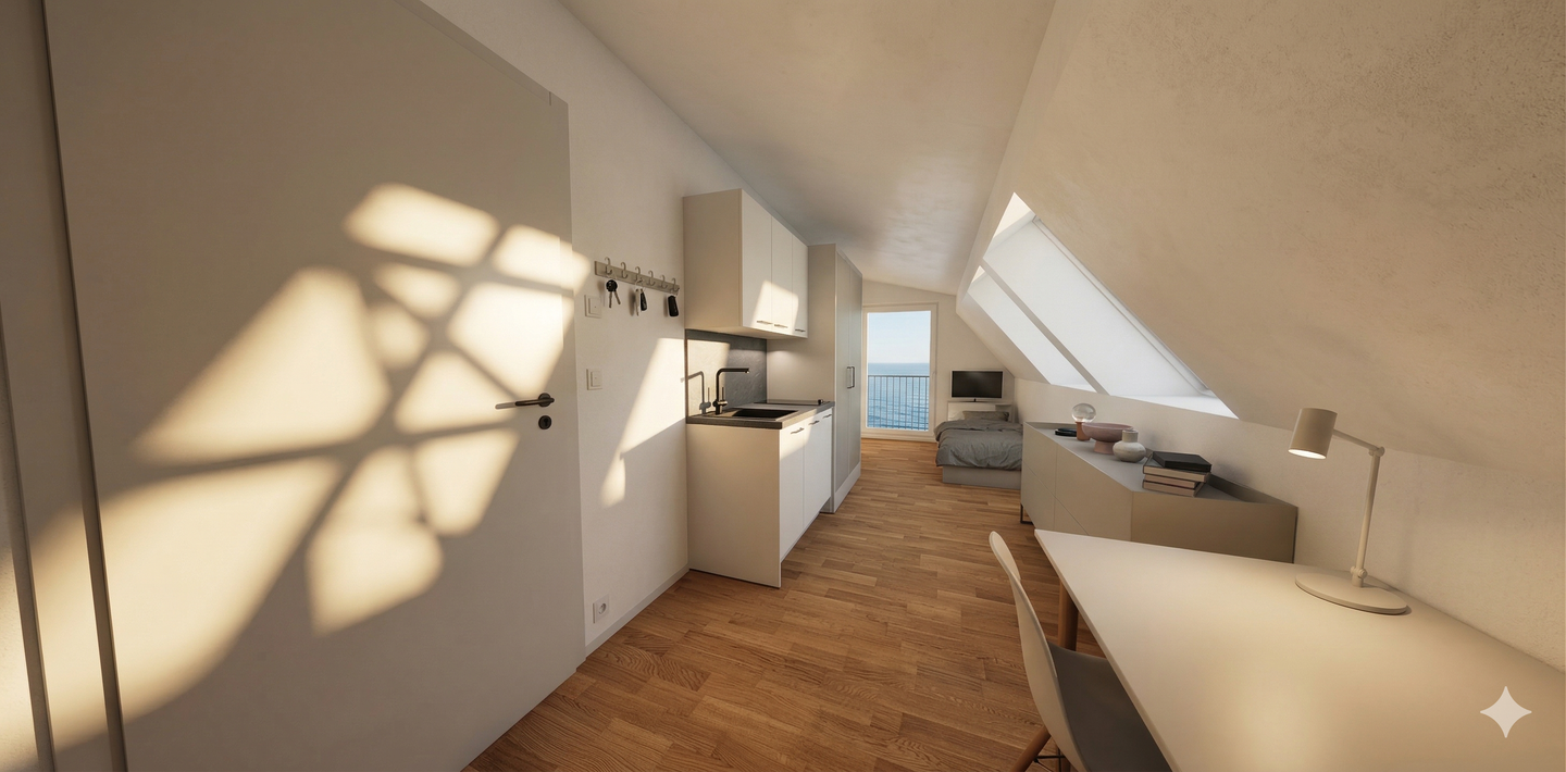 Modernes Neubau-Studentenappartement im Spitzboden – zukunftssichere Kapitalanlage