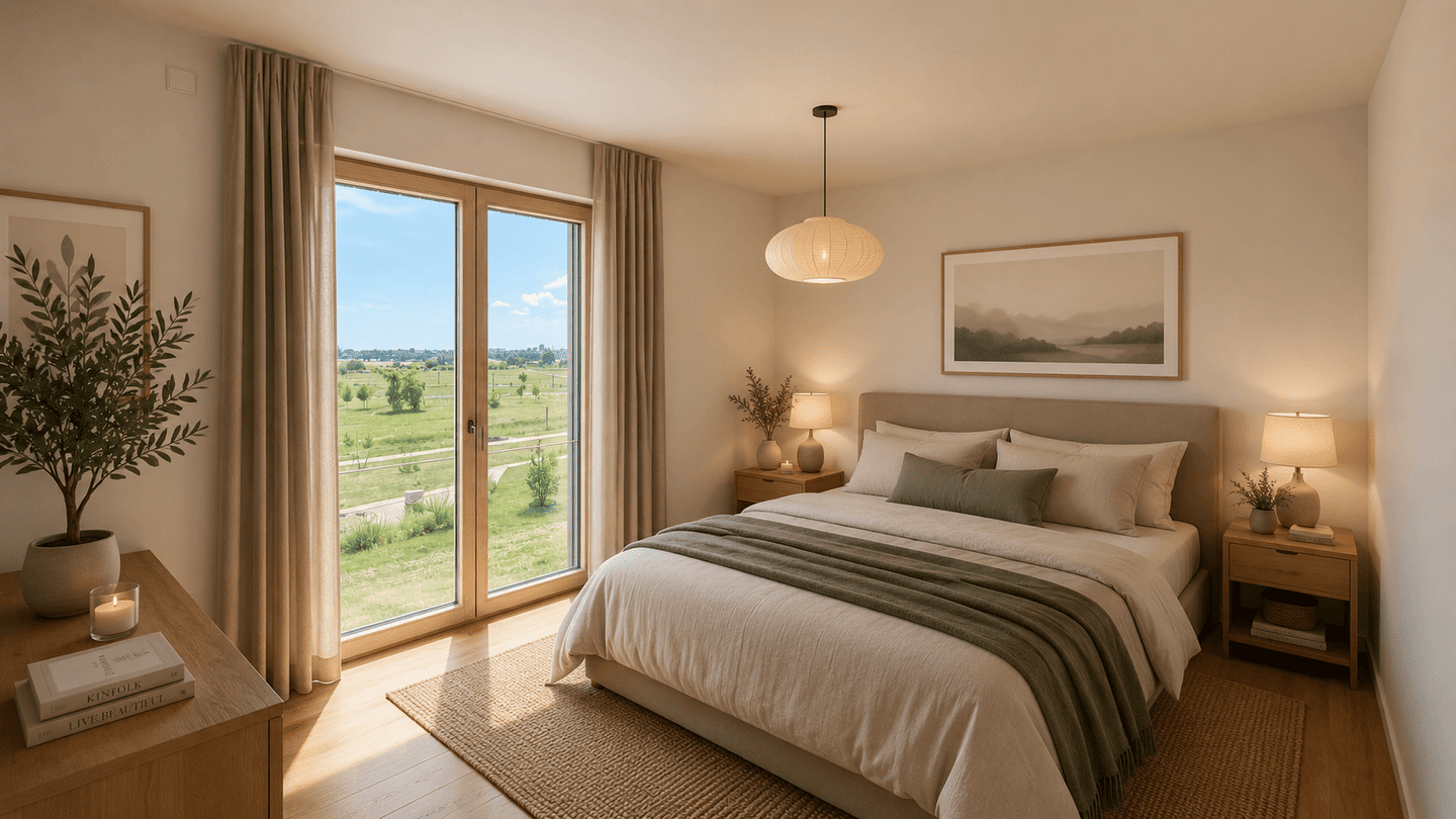 Erstbezug: Moderne 3-Zimmer-Wohnung mit Südwest-Loggia und Parkblick