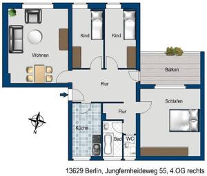 2 2/2 Zimmerwohnung - mit neuem Tageslichtbad und Balkon – 13629 Berlin – Vorschaubild 2