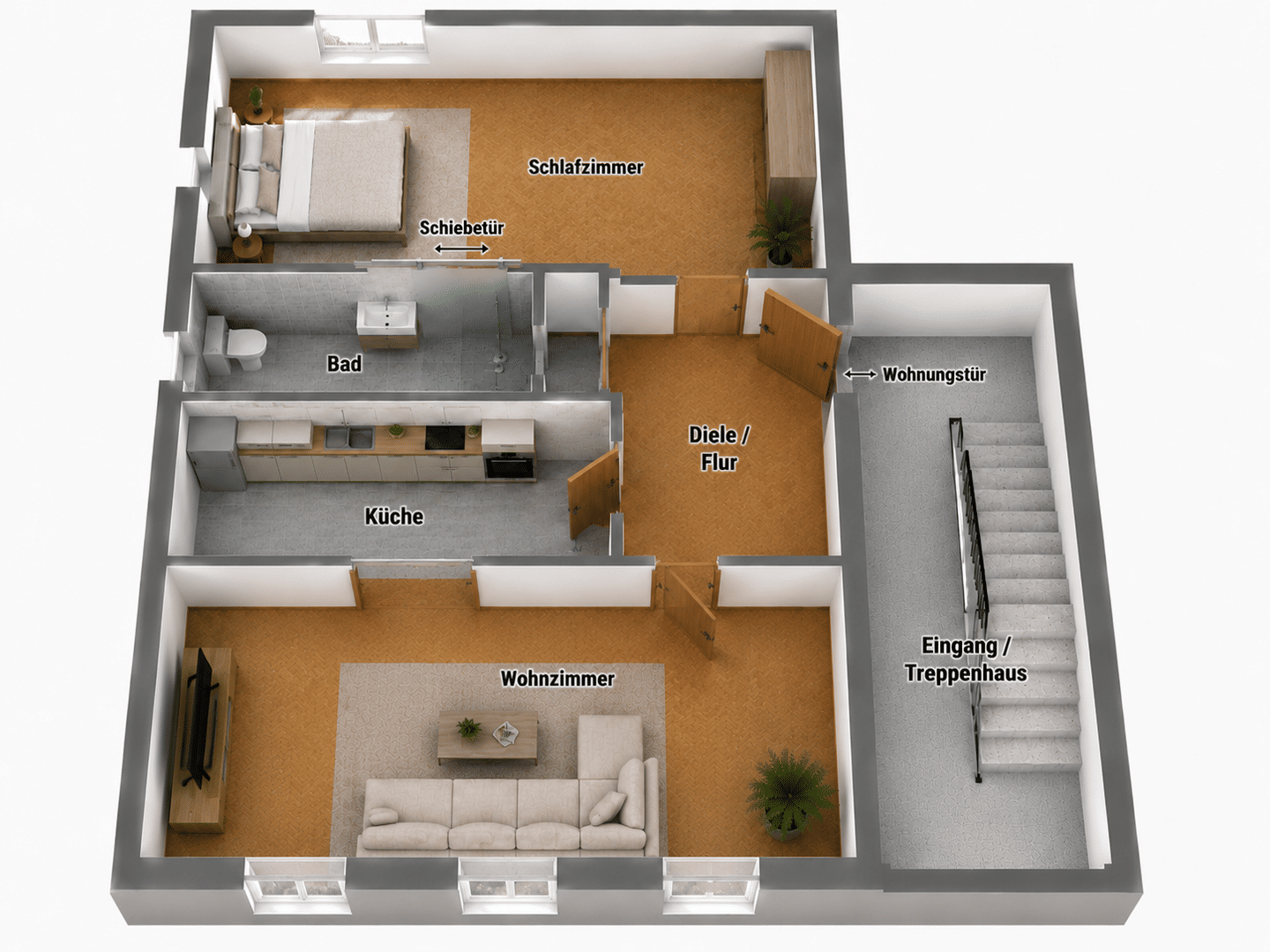 Frisch renovierte 2-Zimmerwohnung in unmittelbarer Nähe zur Fußgängerzone und dem Trierer Zentrum – Trier – Vorschaubild 3