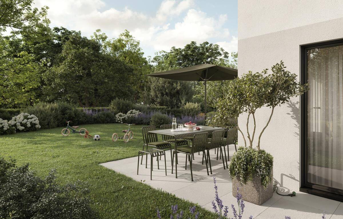 Effizienzhaus 55/KfW 55 | FORMHAUS | Ruhepol. Neubau-Reiheneckhaus mit Süd-West-Ausrichtung. – 81477 München – Bild 1 von 8