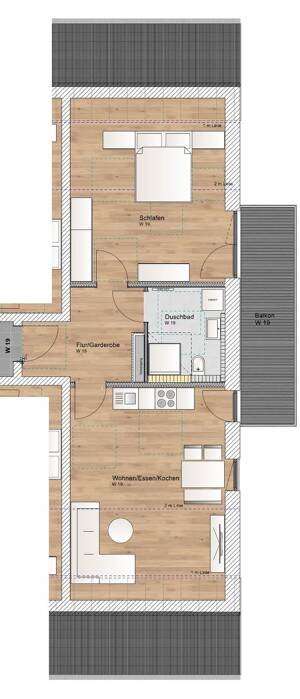 2 Zimmer DG Wohnung mit Ostbalkon
