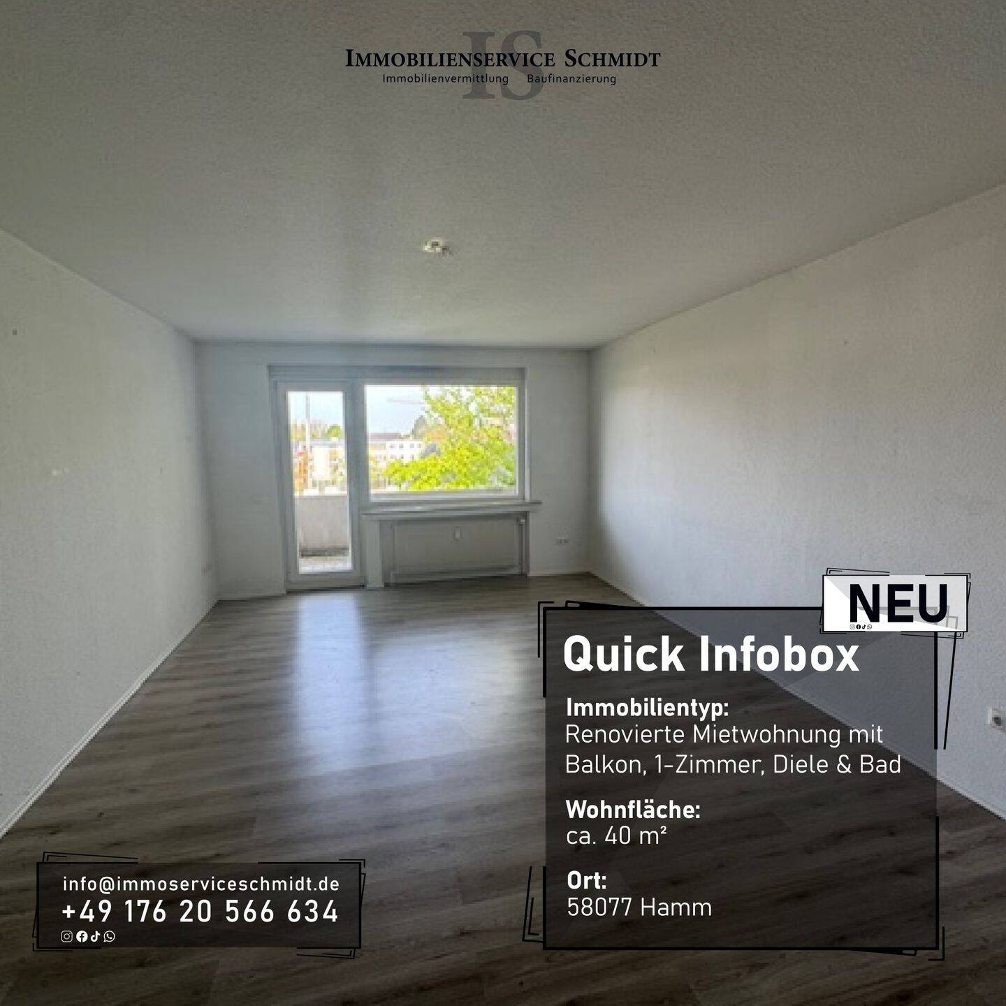 Renovierte 1-Zimmer-Mietwohnung mit Balkon