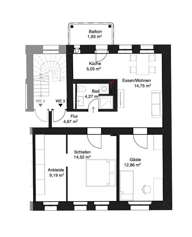 Erstbezug nach Sanierung! Moderne 3,5-Zimmer-Wohnungen mit Altbaucharme in Nürnberg-Gostenhof! – Nürnberg – Vorschaubild 2